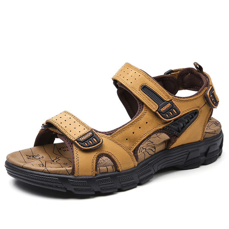 Men’s Summer Thick-Soled Cowhide Beach Sandals