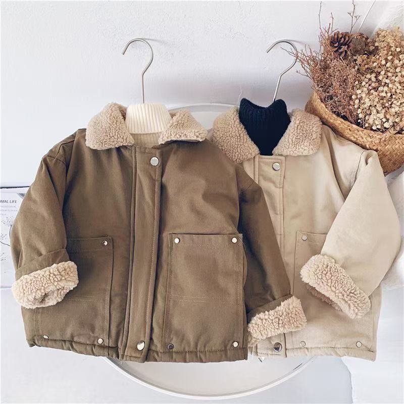 Kids’ Plush Winter Coat Boys Thick Cotton Jacket Fur Collar