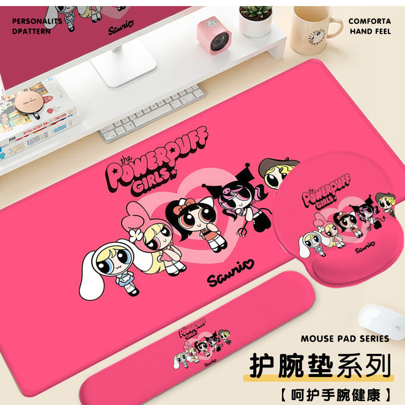 Powerpuff Girls Cute Desk Pad Set with Wrist Rest