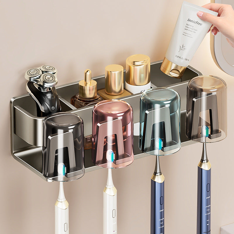Gun Grey Wall-Mounted Toothbrush Rack
