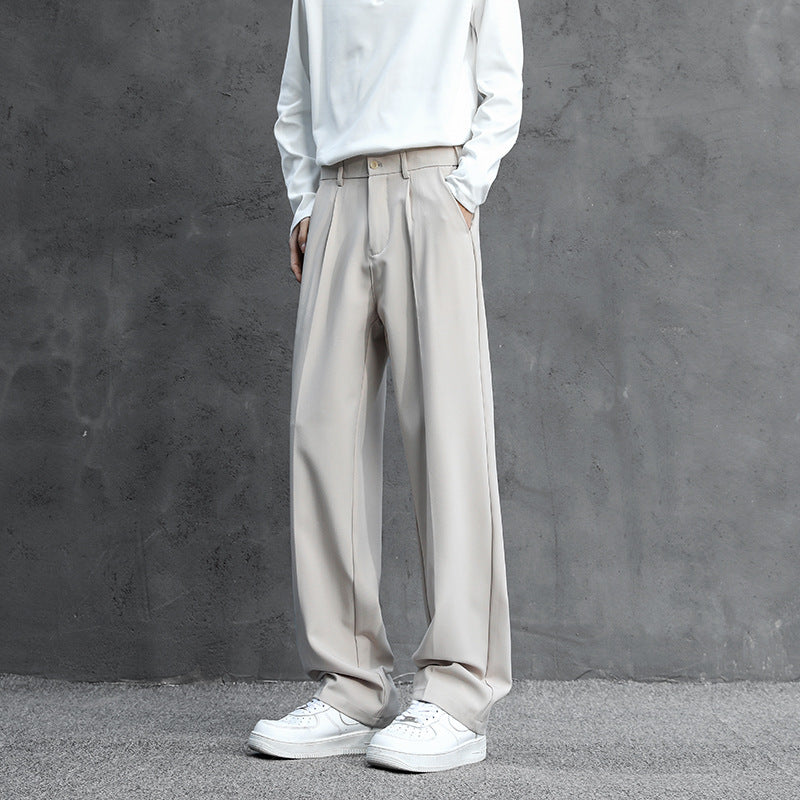 Men’s Black Straight Loose Anti-Wrinkle Casual Pants
