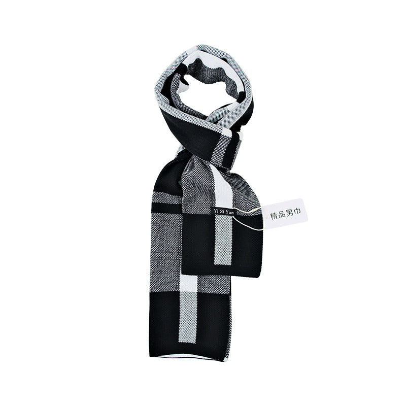 Men’s Cashmere Knit Scarf Winter Business Fashion