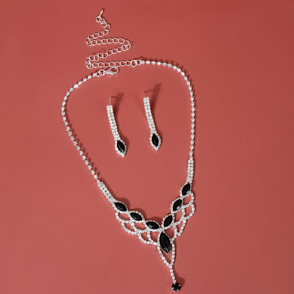 Black Diamond Bridal Set | Necklace & Earrings for Weddings