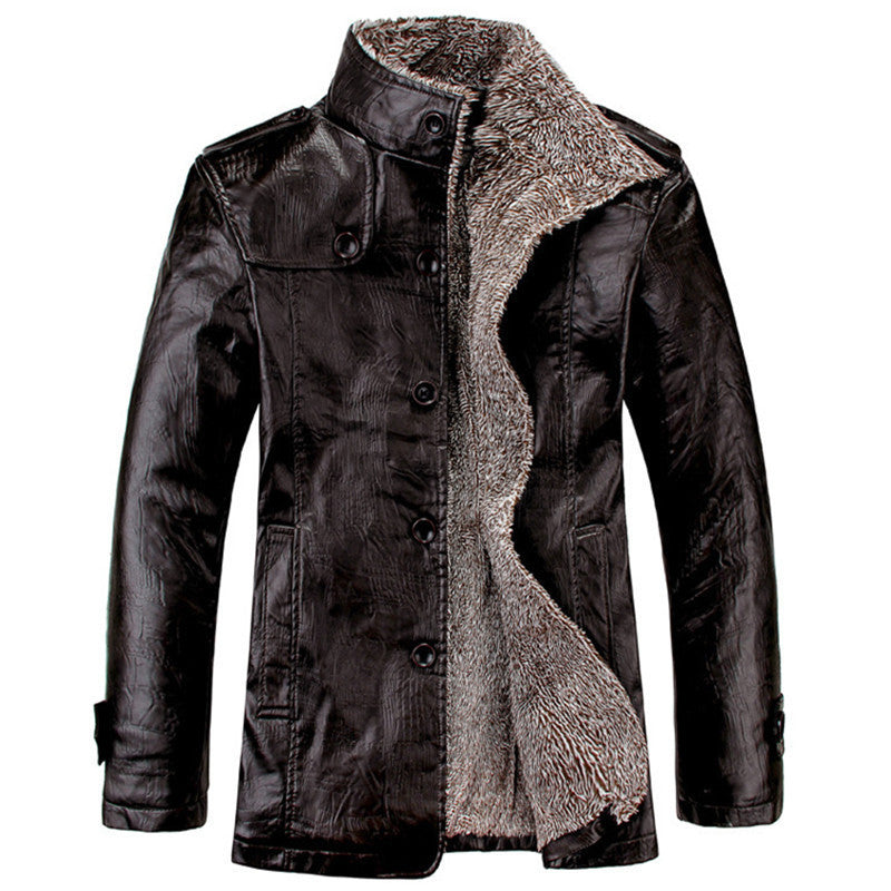 Men’s Thickened Leather Jacket – Motorcycle & Casual Style
