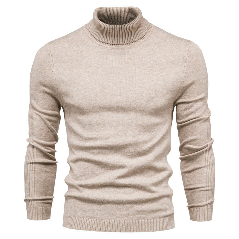 Men’s Casual High Collar Pullover Sweater – Winter Knit