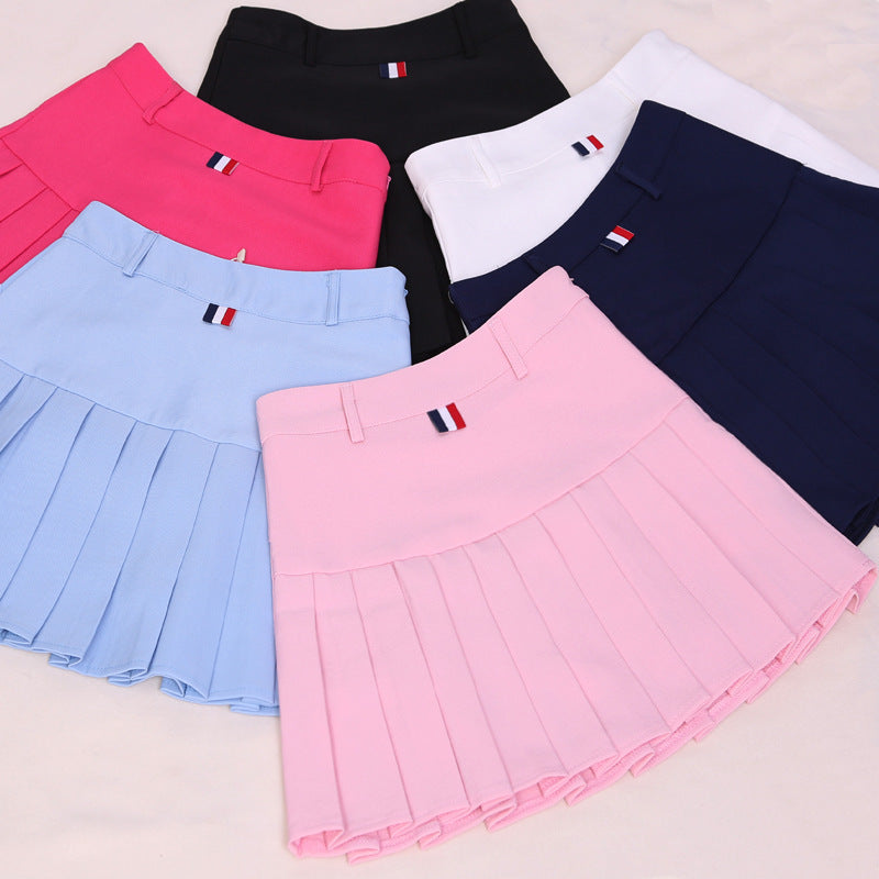 Korean High-Waist Preppy Pleated Skirt – Summer