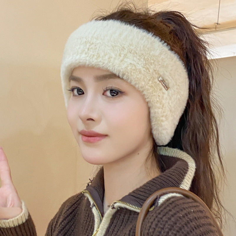Winter Plush Empty Top Knitted Headband Ear Protection Women