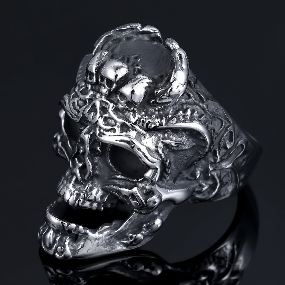 Small & Big Skull Combination Ring – Punk Men's Jewelry