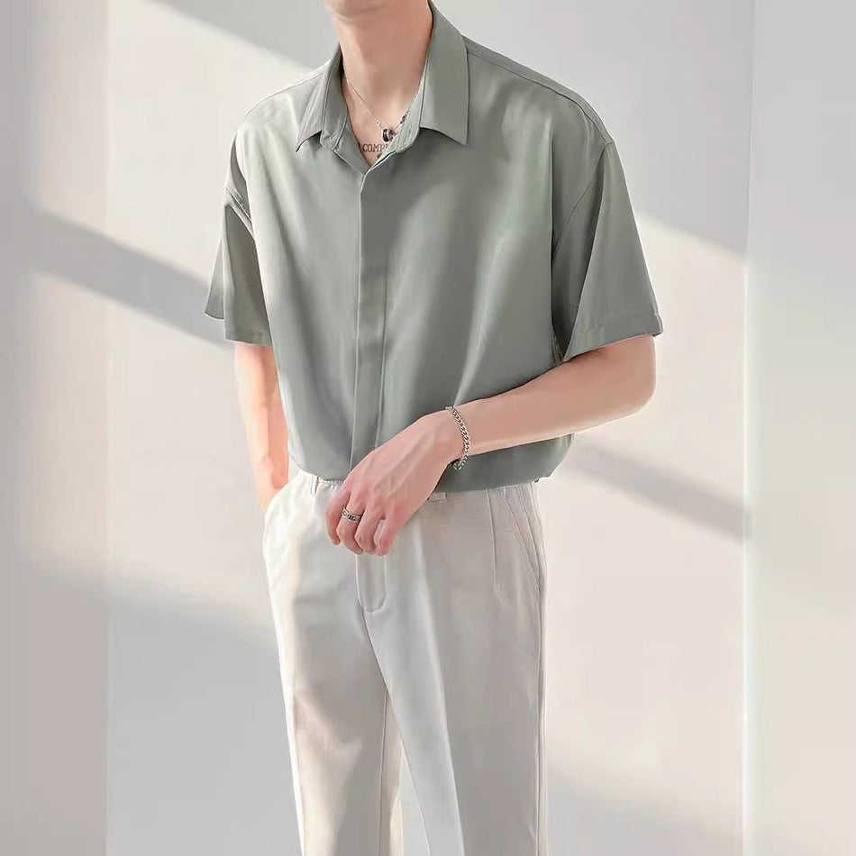 Korean Style Draped Shirt – Lightweight & Non-Iron