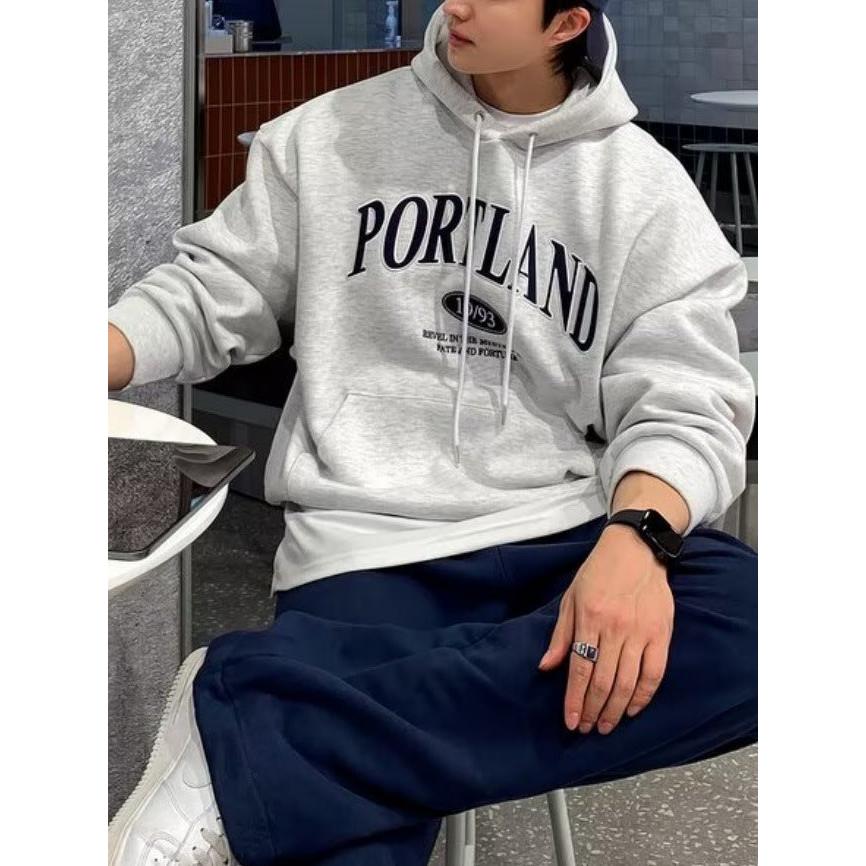 Men’s Korean-Style Fleece Hooded Pullover Hoodie
