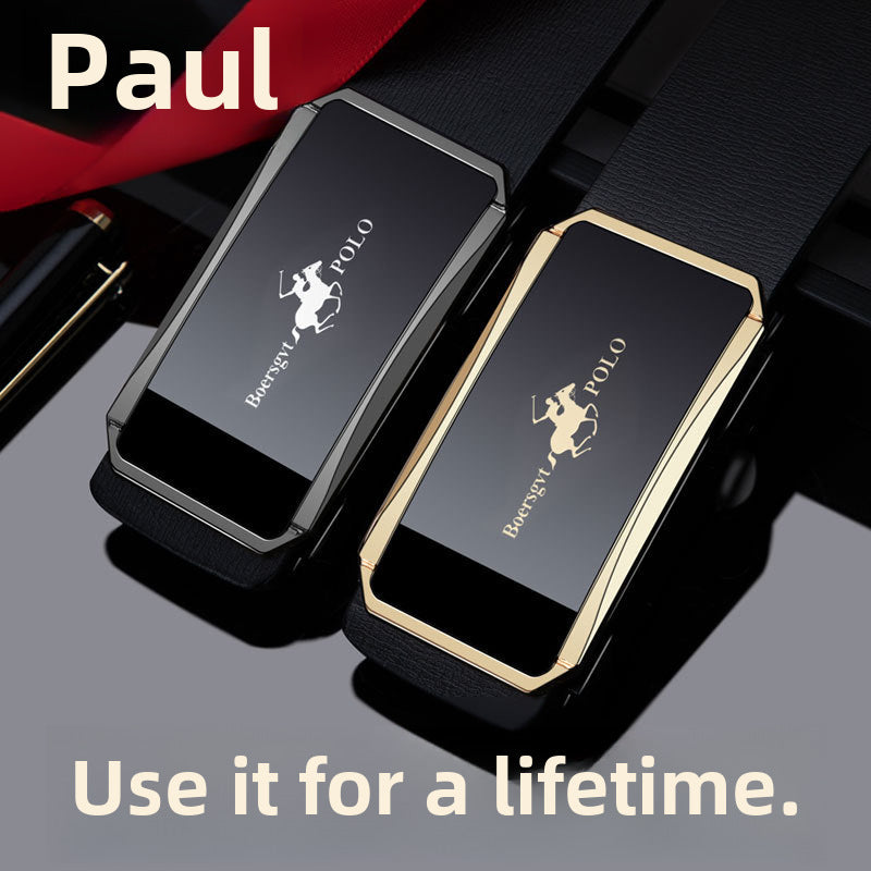 Paul Men’s Leather Belt – Auto Buckle Business Style
