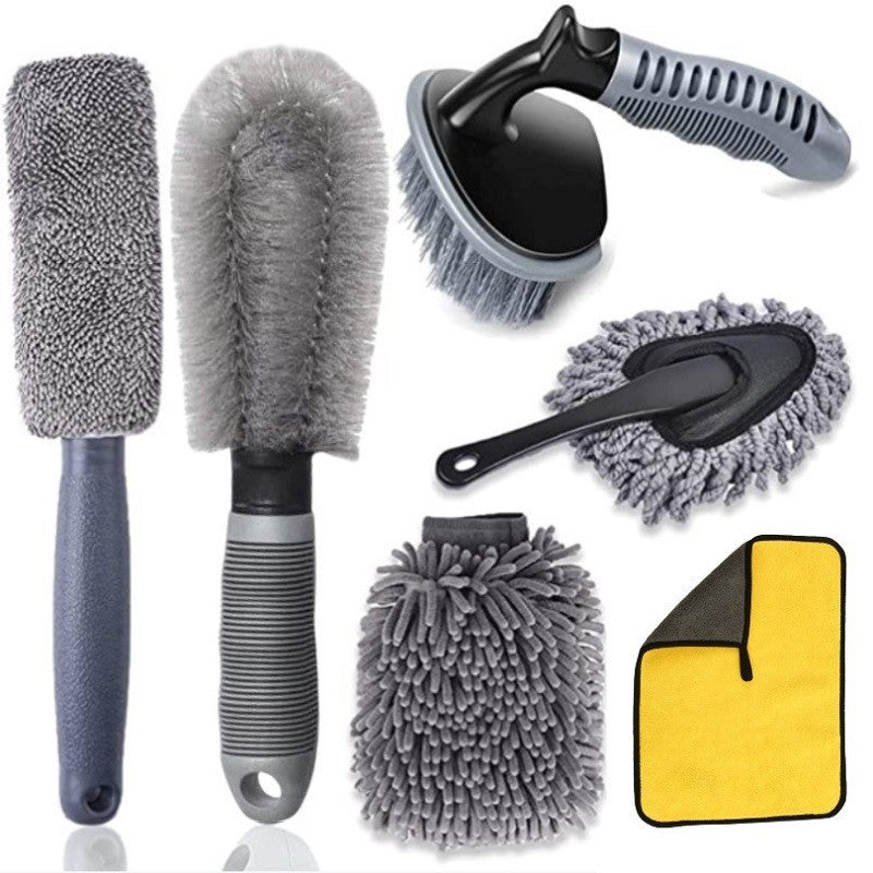 Car Cleaning Brush Set T-Shaped Curved Wheel Rim Foot Pad
