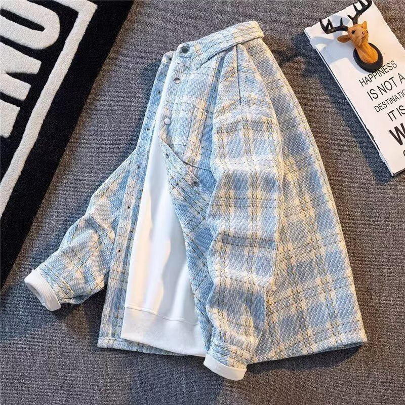 Plaid Woolen Men’s Casual Coat – Chanel Style Spring Top