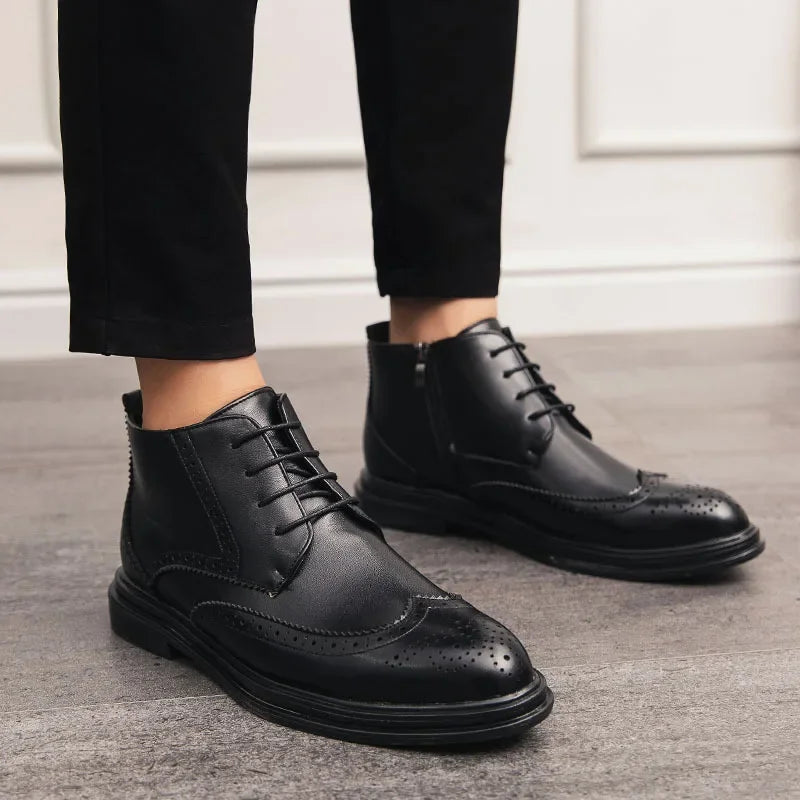 Men’s High-Top Dress Boots – Vintage Brock Leather Style