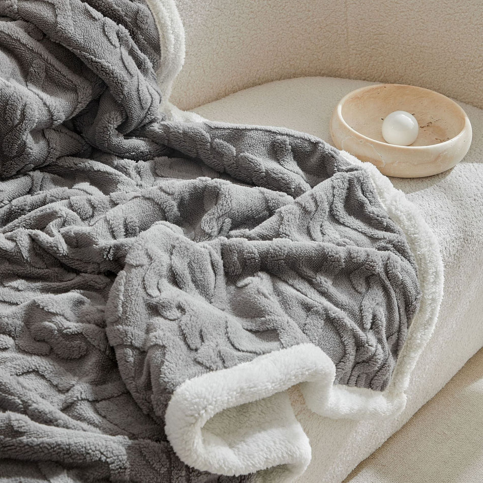 Double-Layer Thick Lamb Velvet Taffeta Cuffed Blanket
