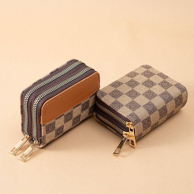 Women’s Double Zipper Card Holder | Retro & Colorful