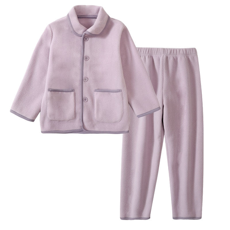Children's Polar Fleece Pajamas Set Autumn Winter Korean Style