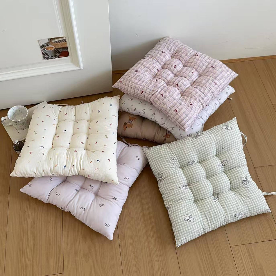 Small Floral Chair Cushion for Home, Office & Car