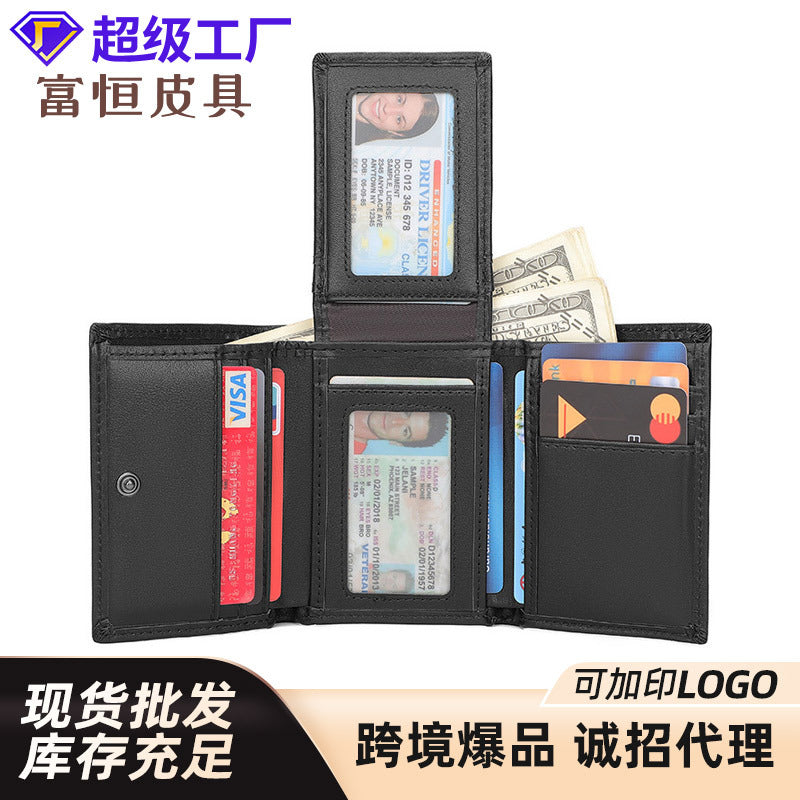 Genuine leather wallet men's RFID anti-theft Amazon cowhide