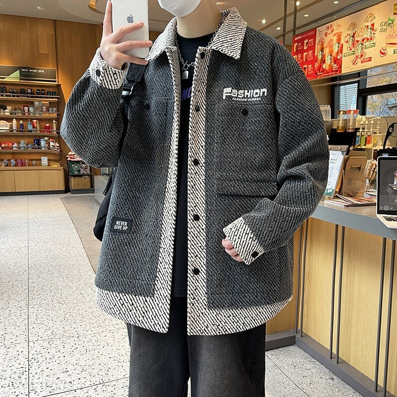 Plus Size Loose Fake Two-Piece Jacket Men