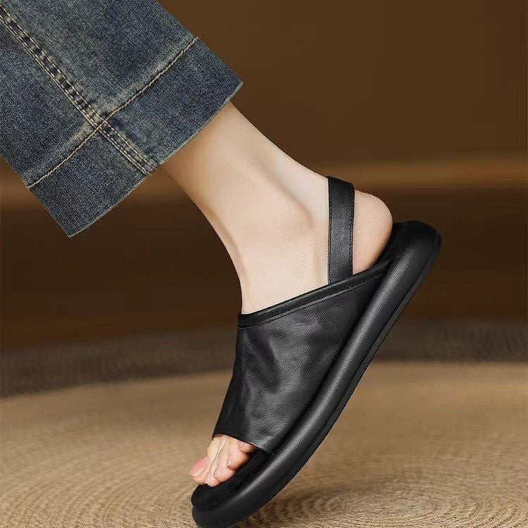 Retro Hollow Open-Toe Roman Flat Sandals for Women