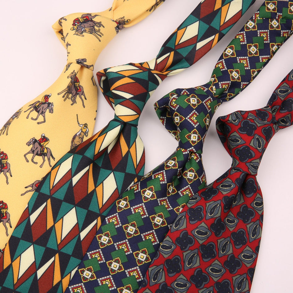Vintage Printed Thin Tie – HK & Italian Style