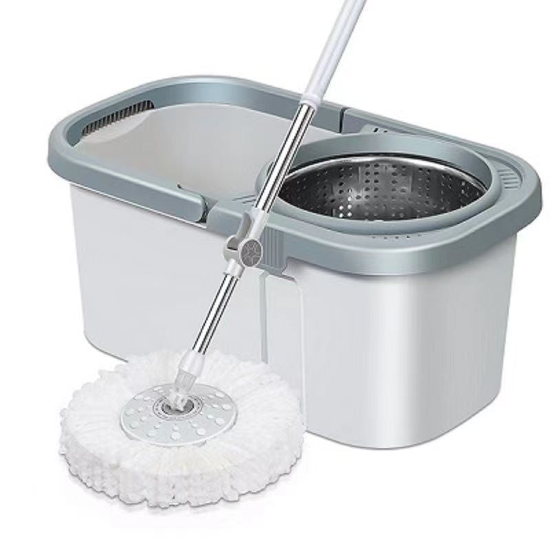 Rotating Household Mop with Metal Basket – Hands-Free