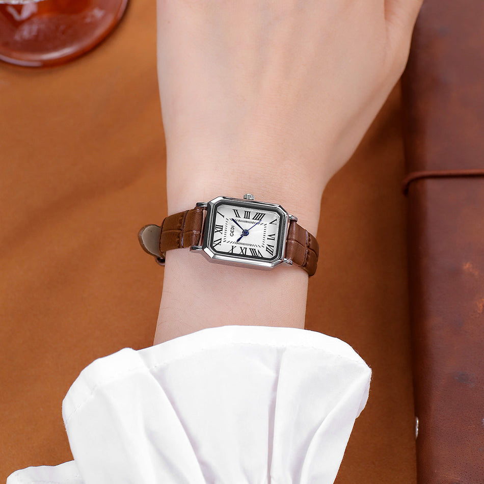 Goldie Classic Square Leather Watch for Women