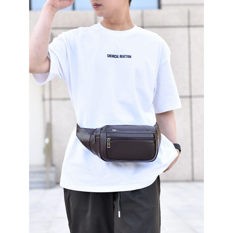 Men’s PU Leather Waist Bag – Cross-Body Commuter Bag