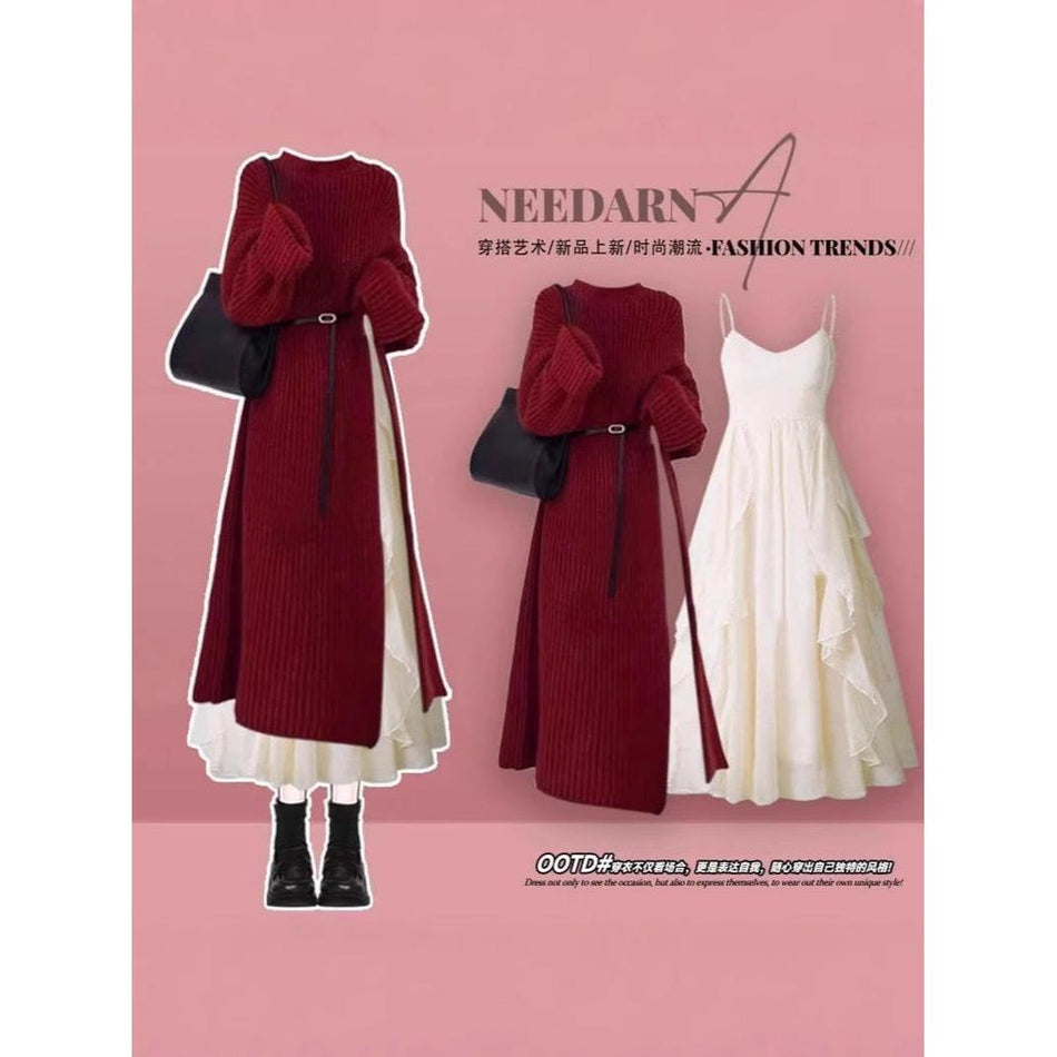 Women’s French-Style Knitted Sweater & Skirt Set