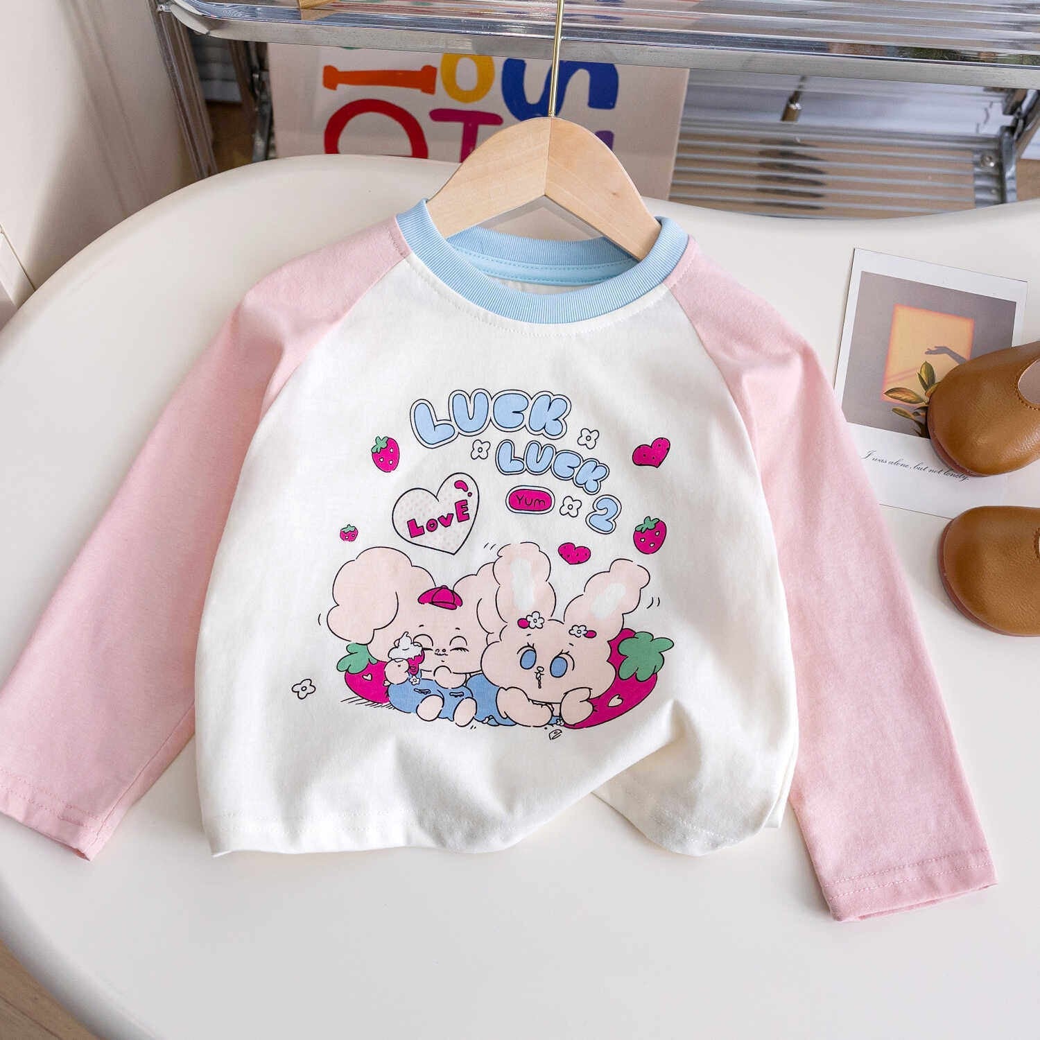 Girls Cartoon Faux Two-Piece Top – Long Sleeve T-Shirt – T-Shirts – Image 7
