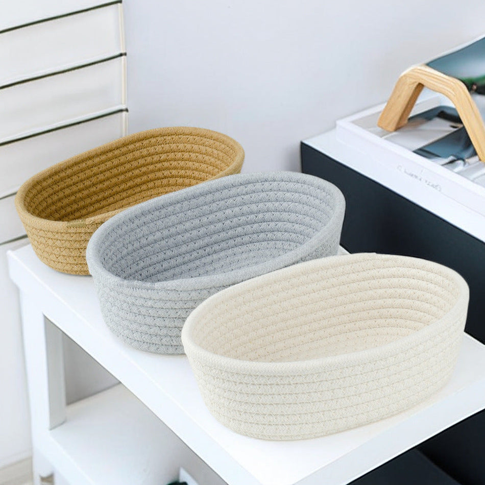 Cotton Rope Oval Woven Storage Basket for Home