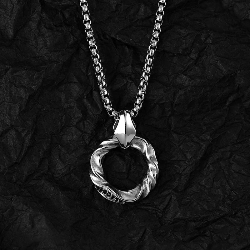 Men's Mobius Ring Pendant – Diamond Titanium Necklace