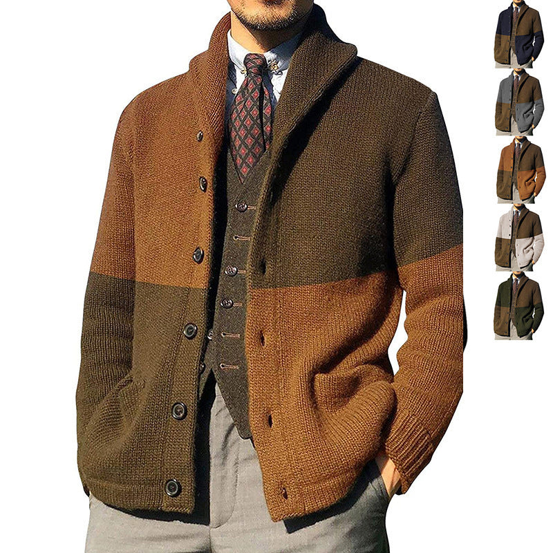 Men’s Color Block Knit Cardigan Jacket Winter 2026