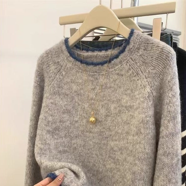 INSTOCK-Contrast Color Pullover – Loose Warm Knit Sweater