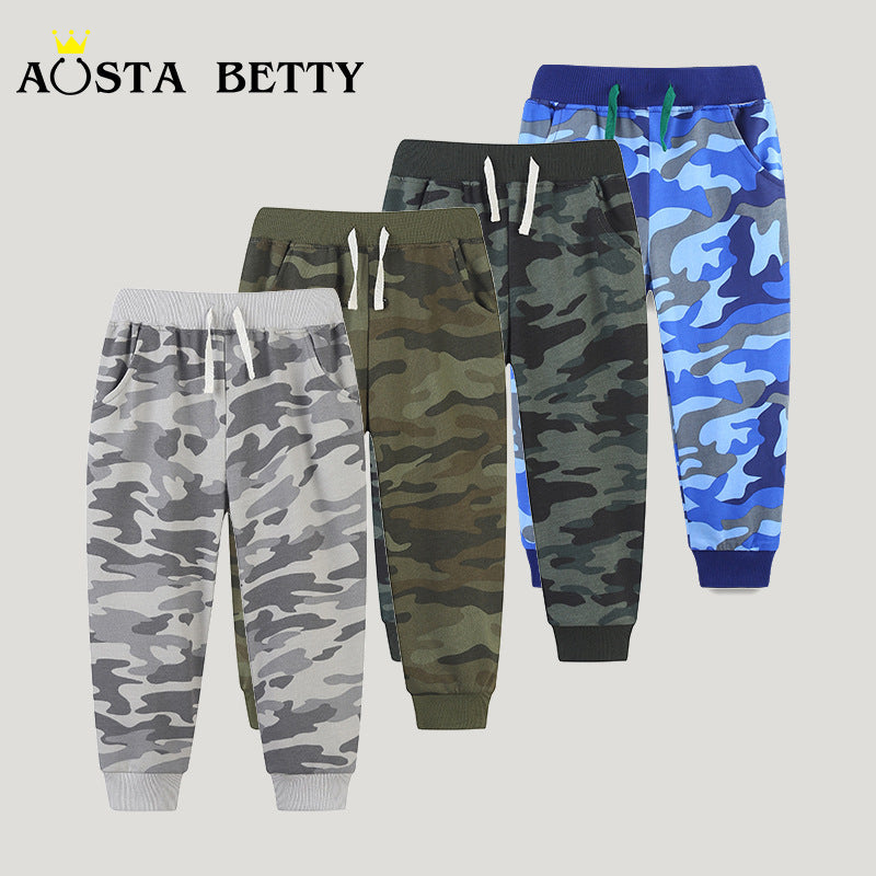 Autumn Kids Camouflage Sports Pants with Pockets