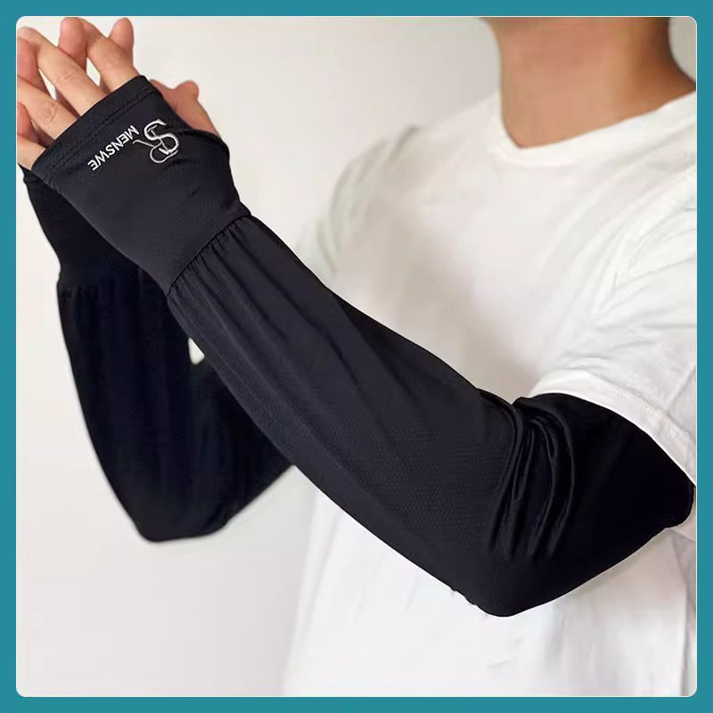 Men’s Large Size Ice Silk UV Sleeves | Loose & Cool