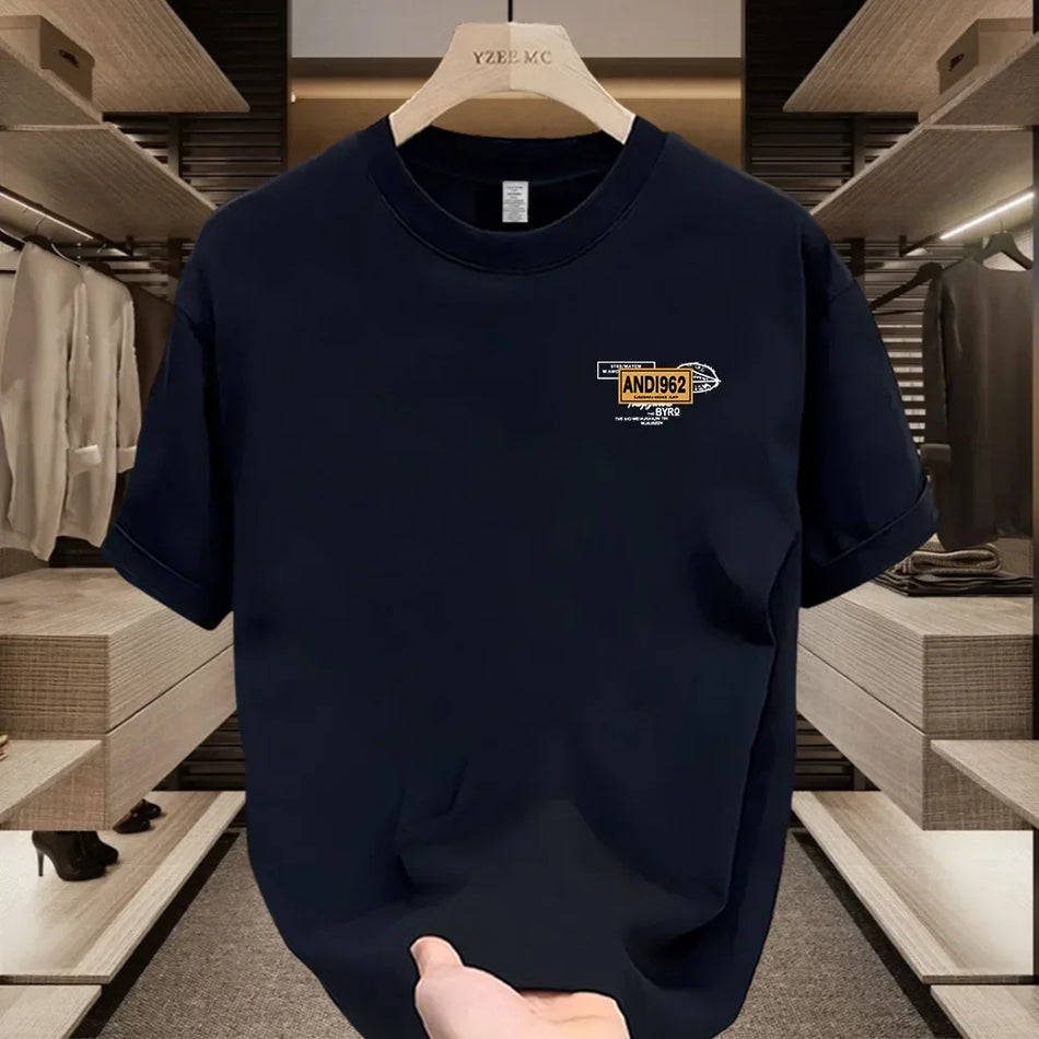 STOCK-Heavy Cotton Printed T-Shirt – Men's Summer Trend