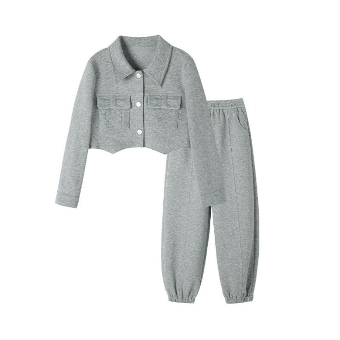 Girls Korean Cardigan Bow Sweatshirt Set Spring Autumn – Baby & Children's Outfits – Image 6