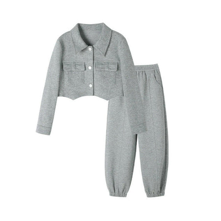 Girls Korean Cardigan Bow Sweatshirt Set Spring Autumn – Baby & Children's Outfits – Image 6