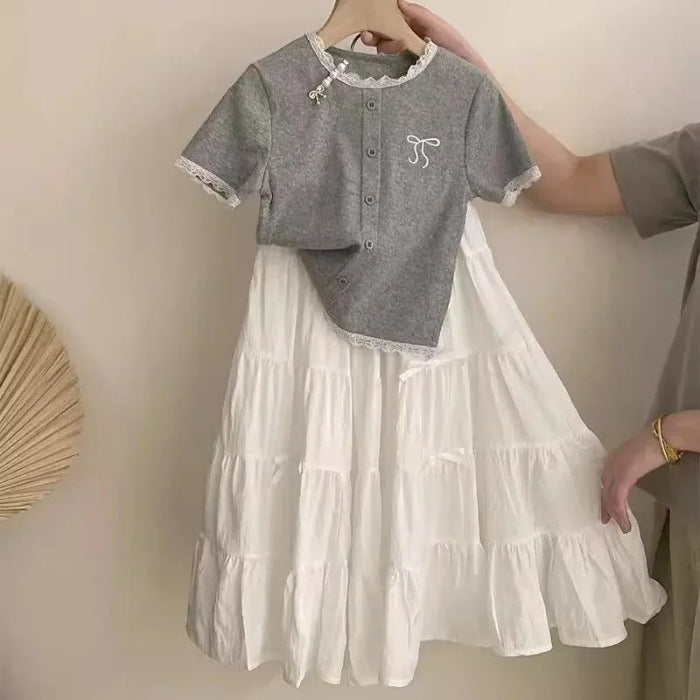 Girls Cake Skirt Lace Two-Piece Summer Set – Baby & Children's Outfits – Image 6