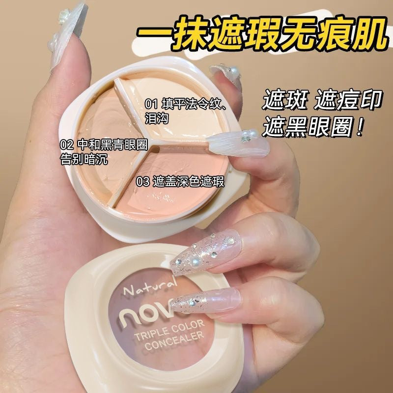 NOVO 3-Color Concealer Palette for Dark Circles & Spots
