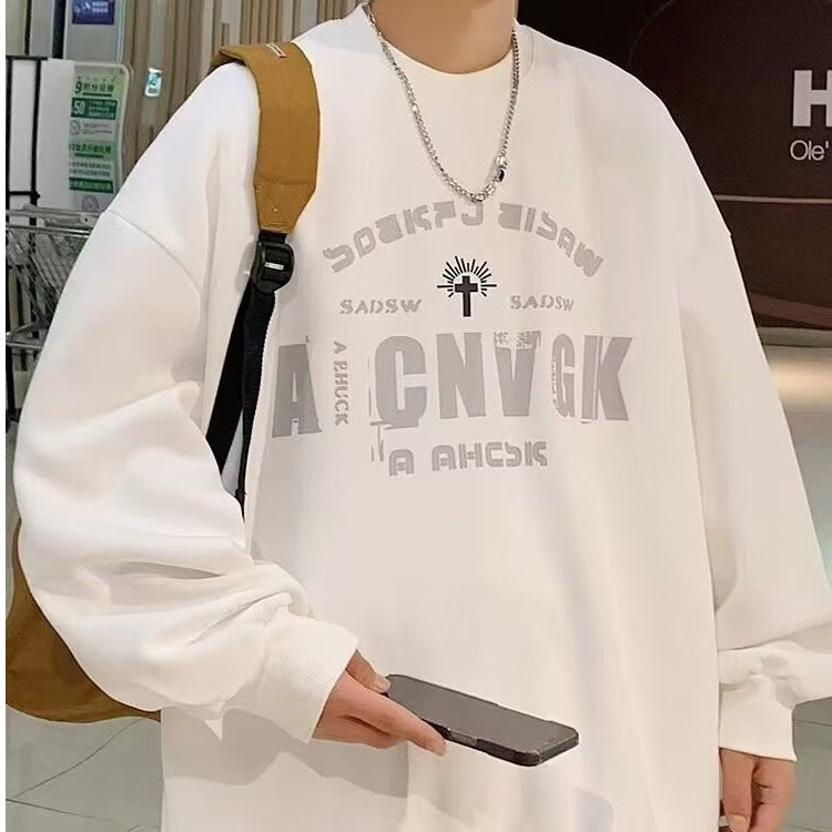 Men’s Round Neck Sweatshirt – American Retro Pullover