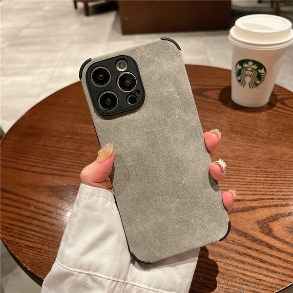STOCK-Retro Smiley Suede Case for iPhone 16 Pro Max