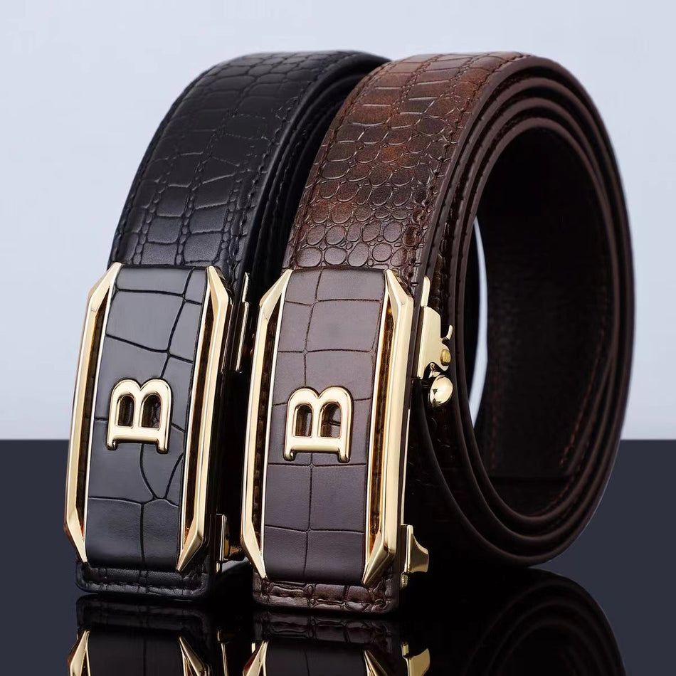 Men’s Crocodile Pattern Belt – Automatic Toothless Buckle