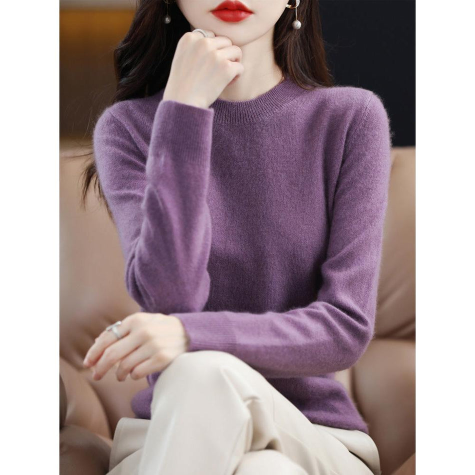 STOCK-Autumn Winter Round Neck Knitwear Womens Pullover Thin