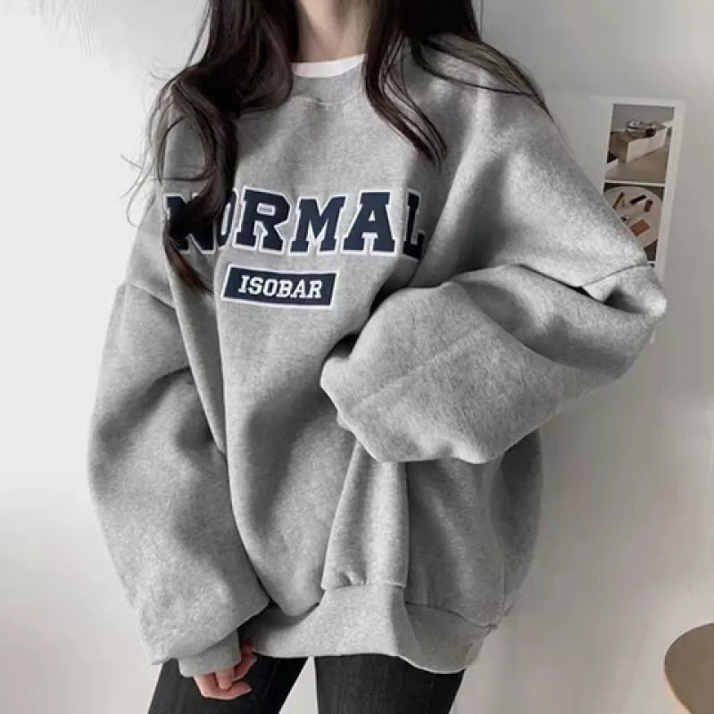 Women’s Gray Hooded Fleece-Lined Mid-Length Sweater