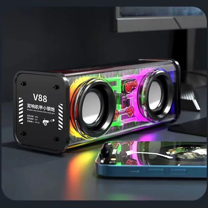 INSTOCK-V8 Dual Speaker Mecha Bluetooth Subwoofer with Lights