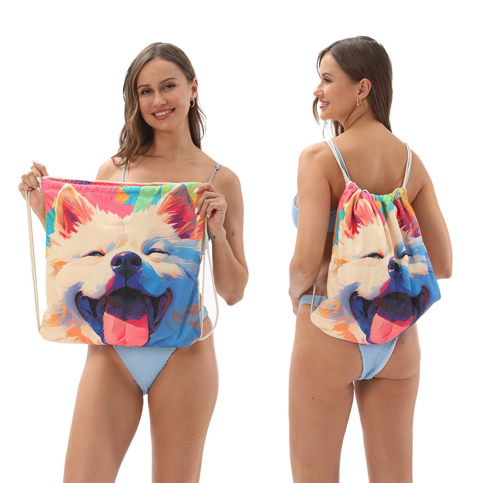 Two-in-One Foldable Printed Beach & Bath Towel Bag