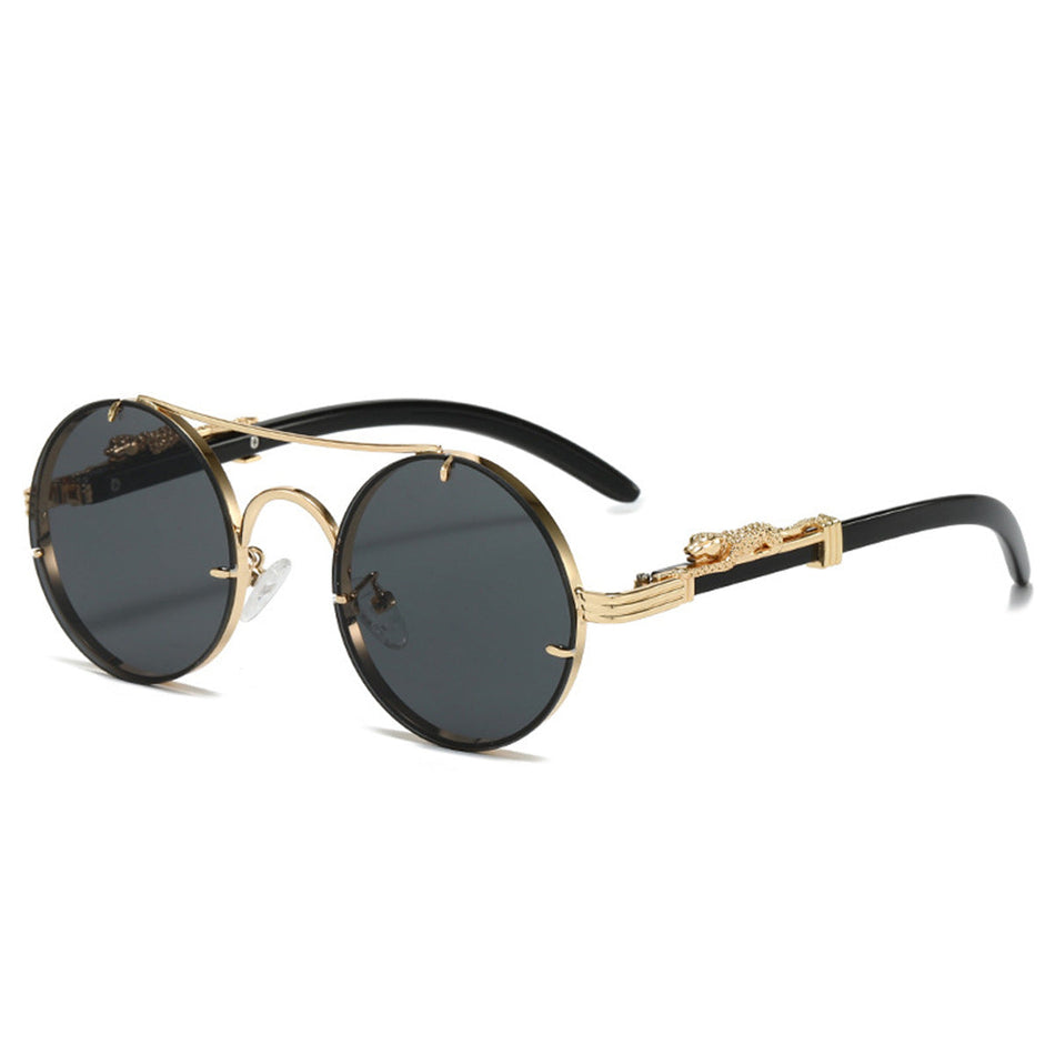 2024 Leopard Head Round Sunglasses – Unisex Metal Style